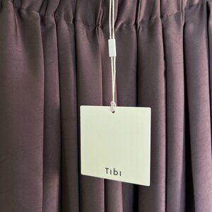 Tibi Feather Weight Pleated Pull On Maxi Skirt, Brown, Small